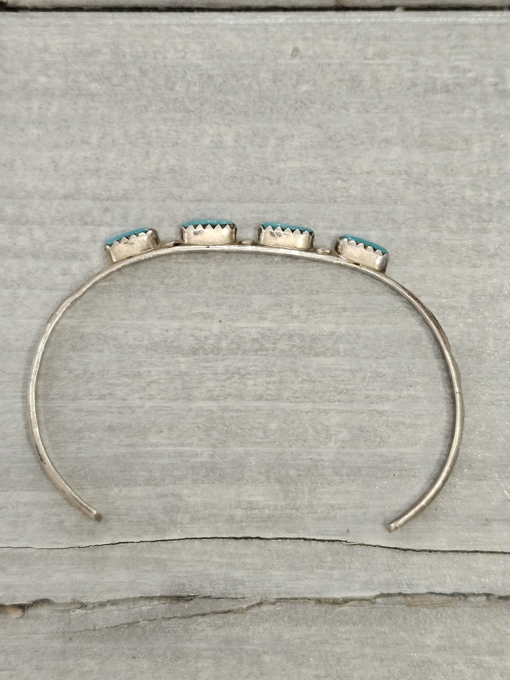 Sterling Turquoise Cuff w/ Engraved Detailing - Picture 6 of 11